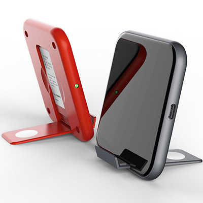 Wholesale portable fast charging with back stand iPhone Samsung iPad wireless charger