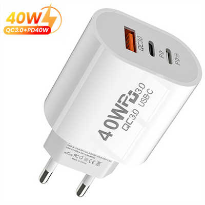iPhone charger dealers QC 3.0 40W PD charging 3 port cell phone charger
