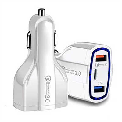 Mobile phone accessories exporters car charger dula USB and USB-C car charging