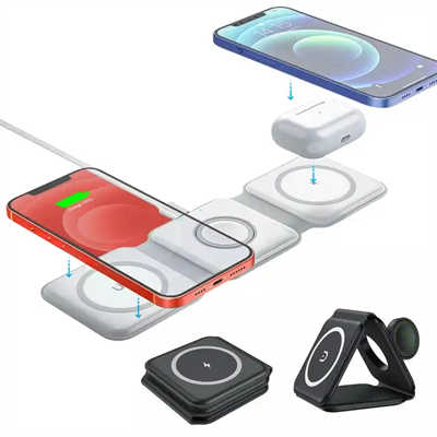 Wireless charger company 15 watt 3 in 1 folder fast wireless charger station