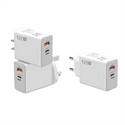 USB C wall charger custom dual port charger 120W lightning fast charging adapter