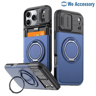 iPhone 18 Pro Max Card Holder Case Magsafe Holder Case Slide Window Camera Protection
