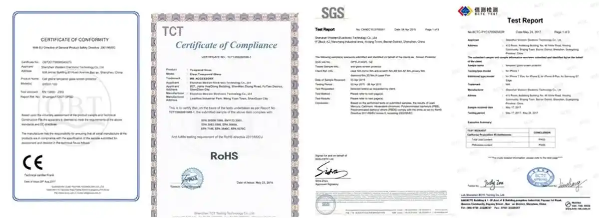 We Accessory Certifications CE FCC RoHS